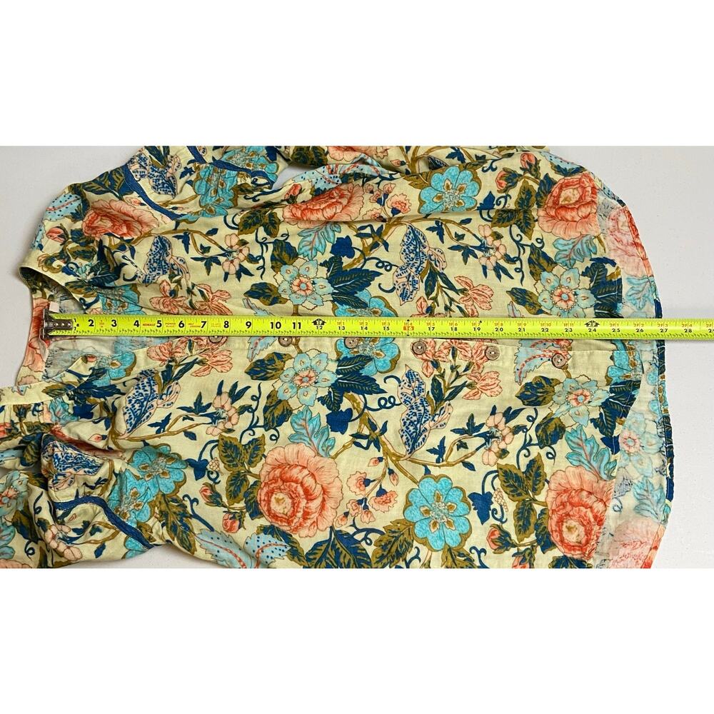 Soft Surroundings Bisonette Gauze Shirt Floral Cotton Button Down Size Large - Picture 11 of 13